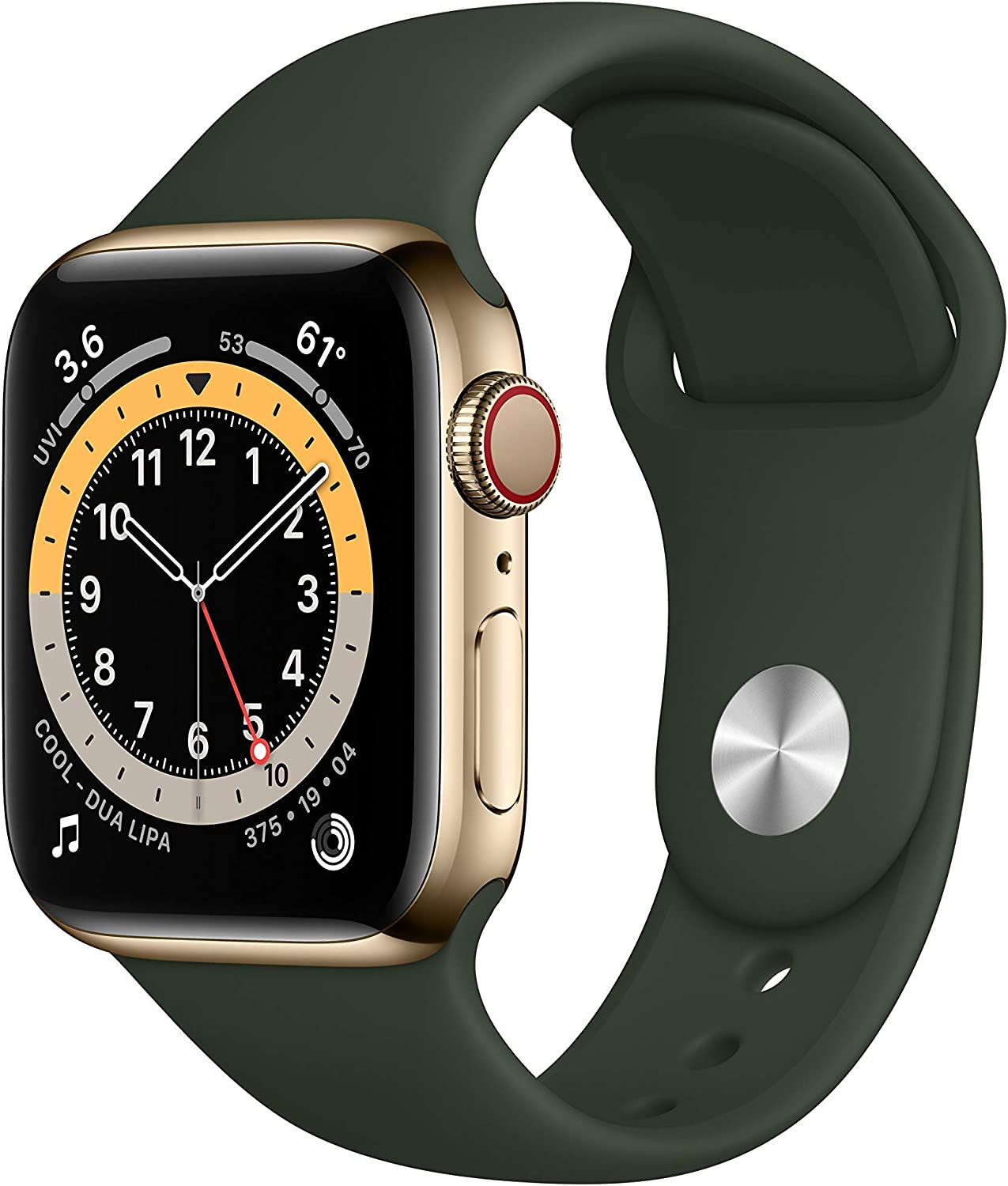 Apple Watch Series 6 GPS + LTE 40MM Gold Stainless Steel Case, Cyprus Green Band (Refurbished)