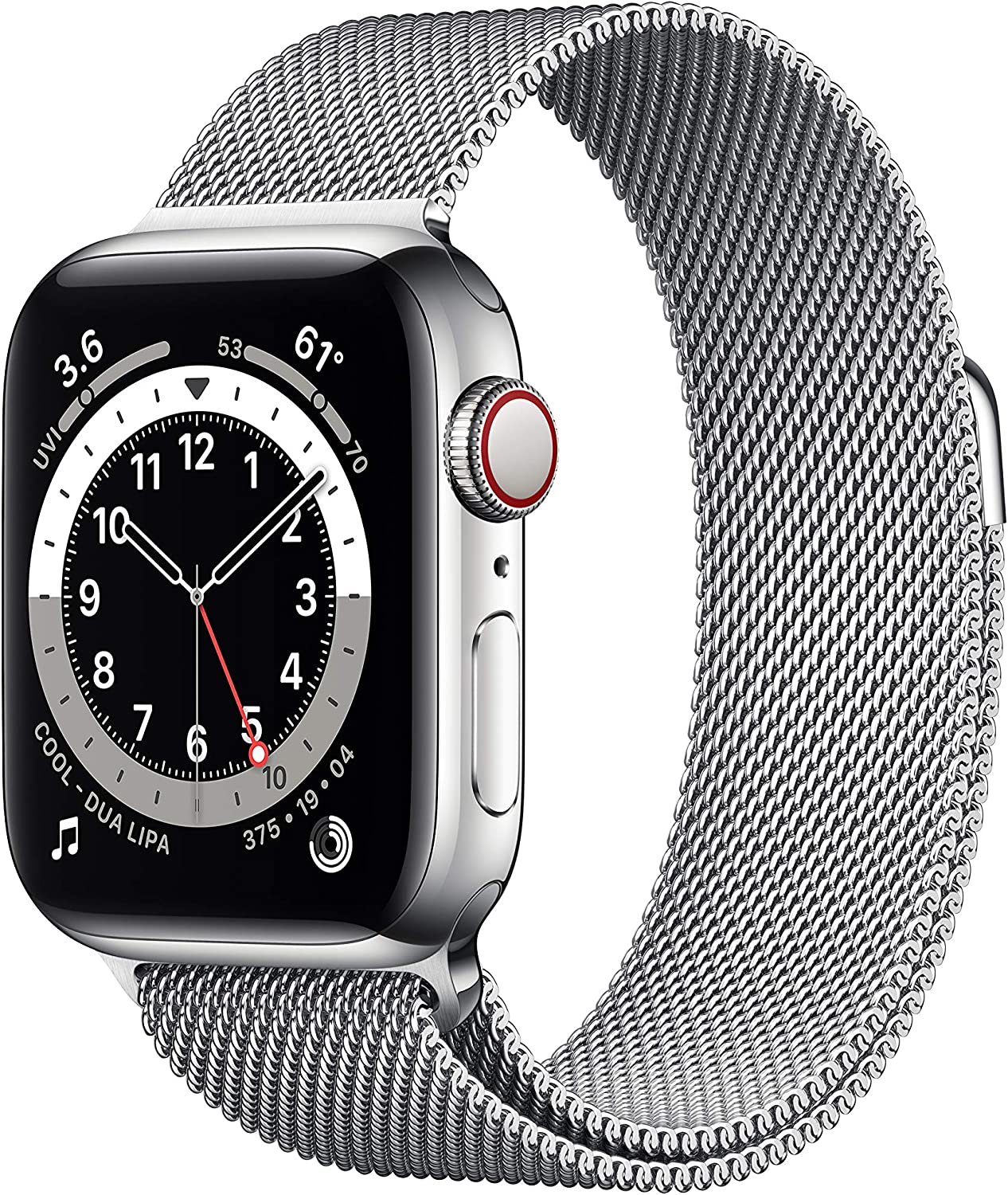 Apple Watch Series 6 (2020) GPS + Cellular w/40mm Silver Stainless Steel Case Milanese Loop (New)
