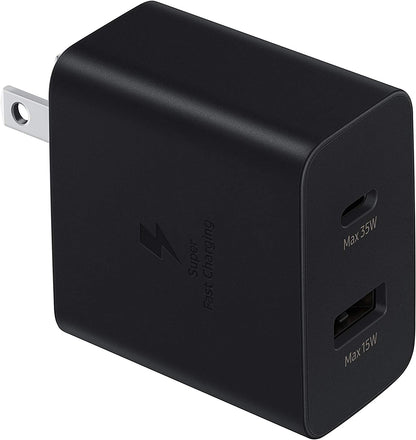 Samsung 35W Dual Port Wall Charger USB-C Adapter Super Fast Charging Block (New)