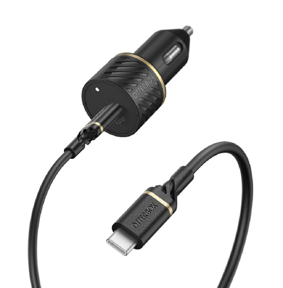OtterBox USB-C to USB-C Fast Charge Car Charging Kit, 20W - Black Shimmer (Renewed)