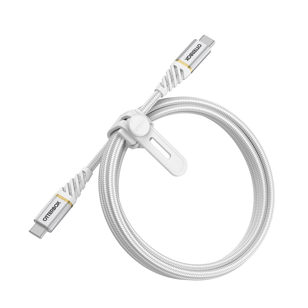 OtterBox Braided Nylon USB-C to USB-C Fast Charge Cable 1 Meter - White (New)