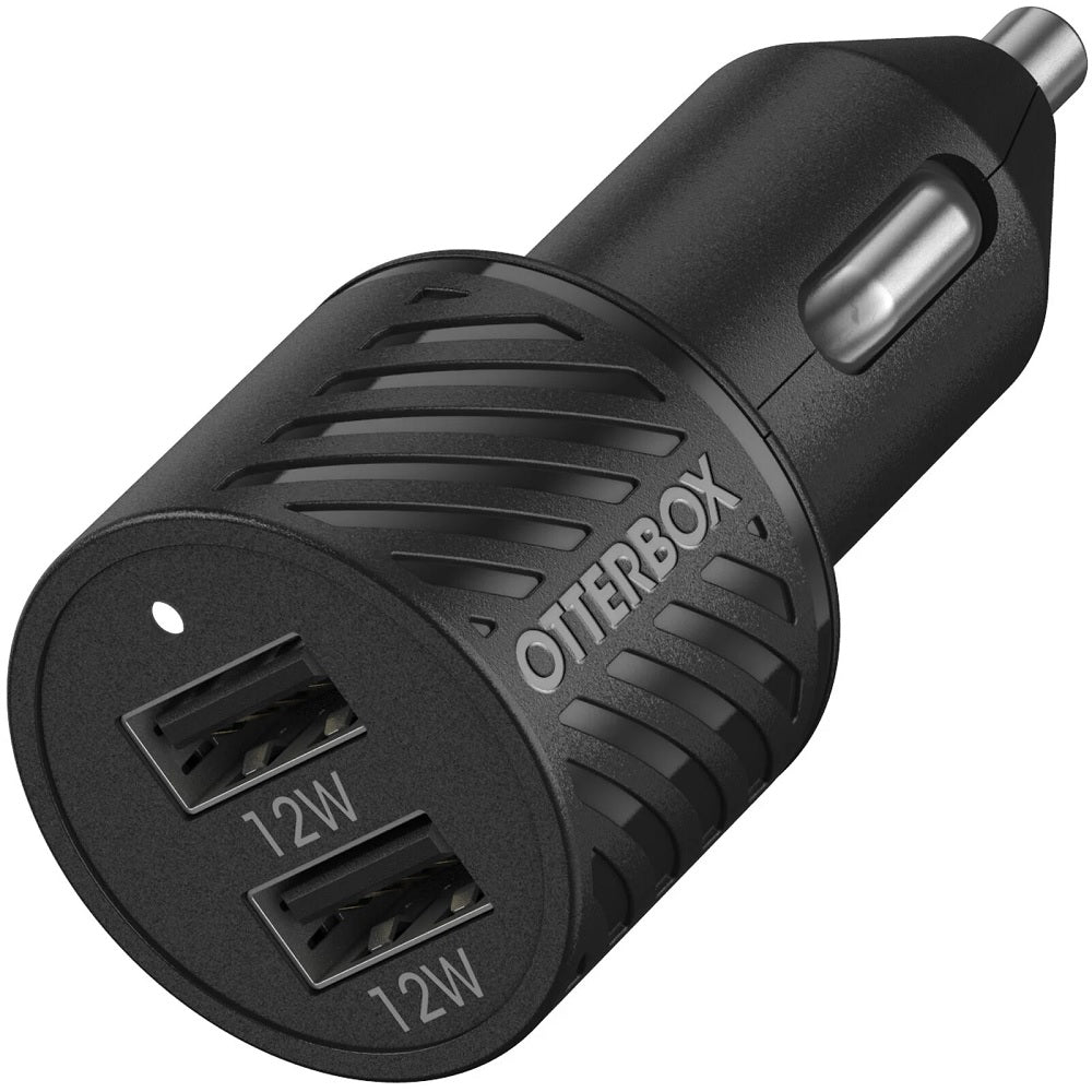 OtterBox USB-A Dual Port Car Charger - 24W - Black (New)