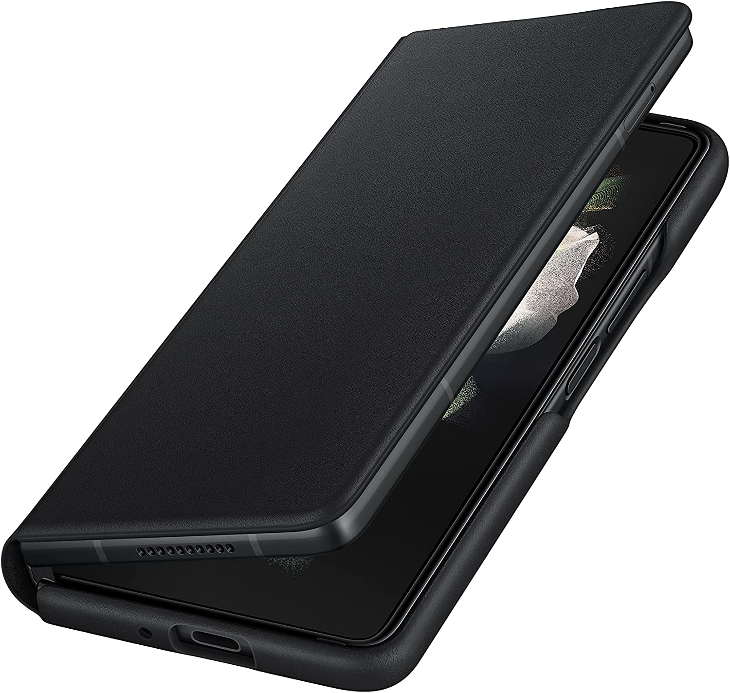 Samsung Galaxy Z Fold 3 5G Leather Protective Cover Case w/Stand - Black (New)