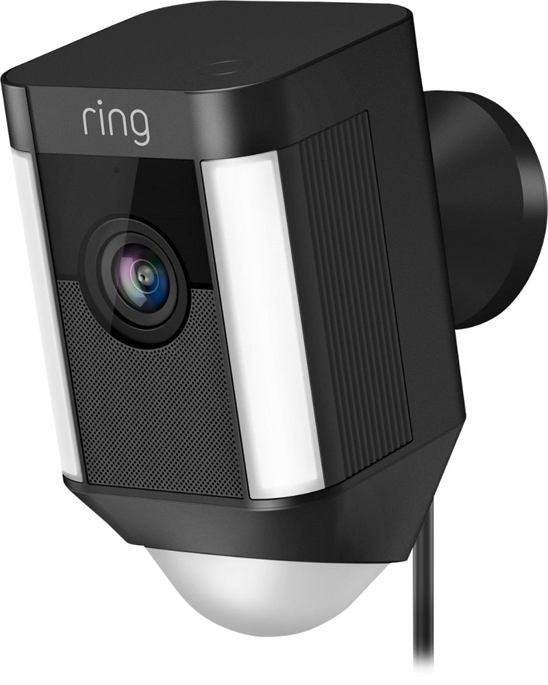 Ring Spotlight Cam Wired Plug-in HD security camera w/built-in spotlights Black (New)