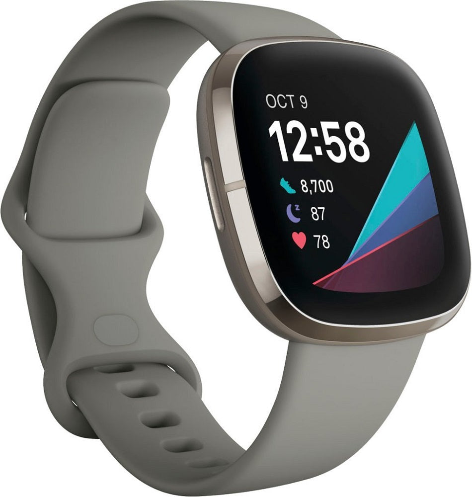 Fitbit Sense Advanced Health Smartwatch with GPS &amp; Bluetooth - Silver (New)