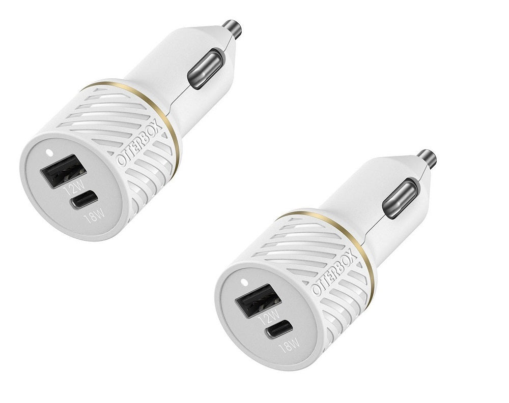 OtterBox USB-A 12W to USB-C 18W Two-pack Car charger - Cloud Dust (New)