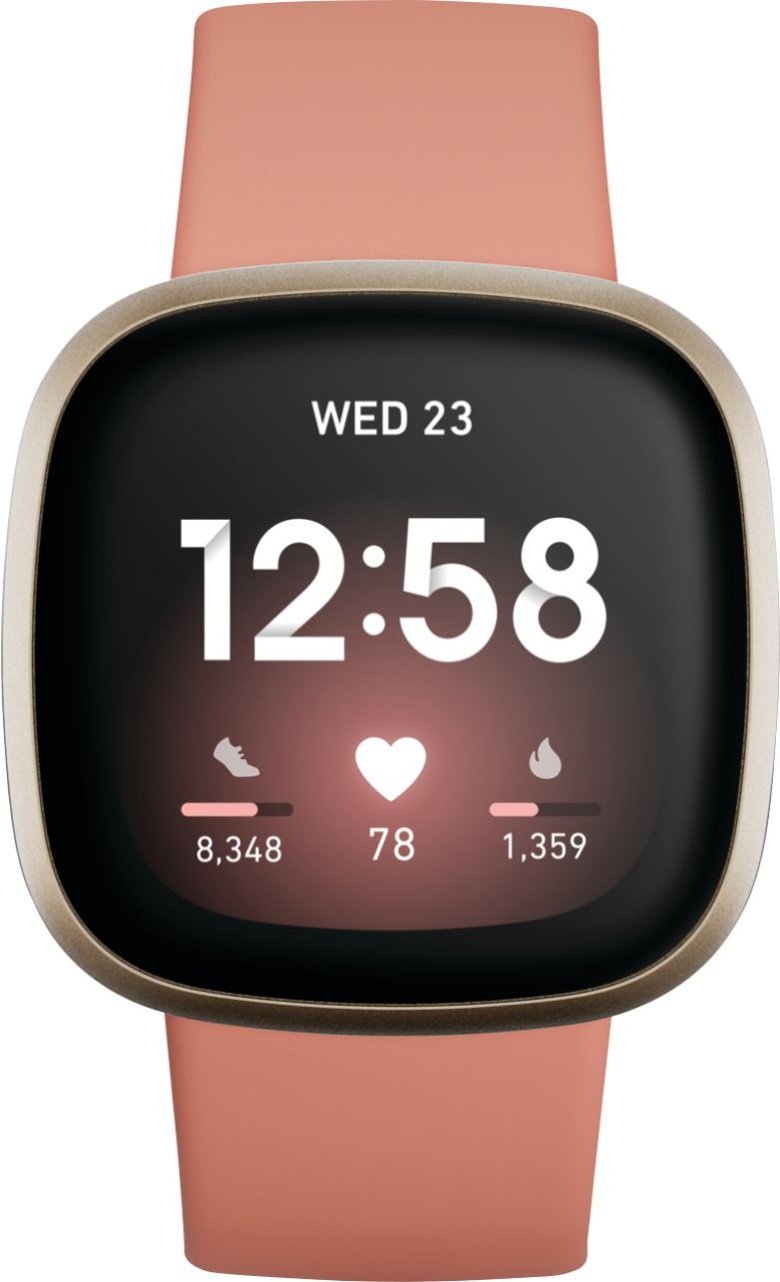 Fitbit Versa 3 Health & Fitness Smartwatch - Soft Gold/ Pink (Certified Refurbished)
