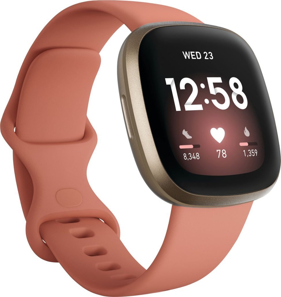 Fitbit Versa 3 Health & Fitness Smartwatch - Soft Gold/ Pink (Certified Refurbished)