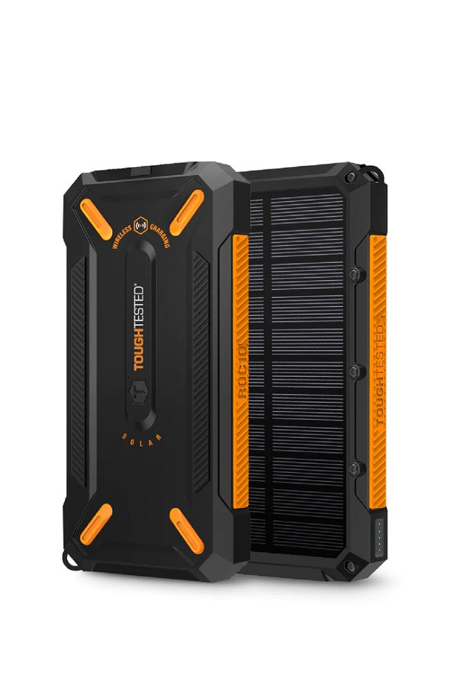 ToughTested 16000mAh Solar Power Bank w/Flashlight - Black/Orange (New)