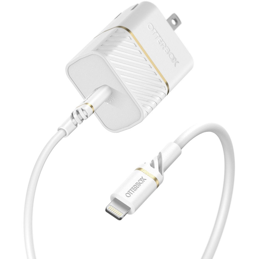 OtterBox Lightning to USB-C Fast Charge Wall Charging Kit 20W - Cloud Dust White (New)