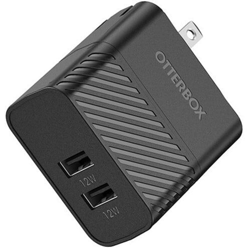 Otterbox USB-C to USB-A Dual Port Wall Charging Kit 24W Combined 1M/3.3FT-Black (New)
