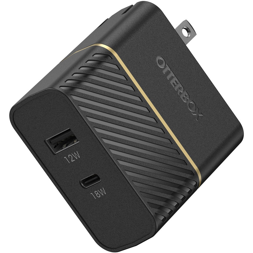 OtterBox USB-C and USB-A Dual Port Wall Charger 30W Combined - Black Shimmer (New)