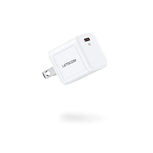 Letscom USB C Charger 20W Fast Charger Compact - FC236 - White (New)