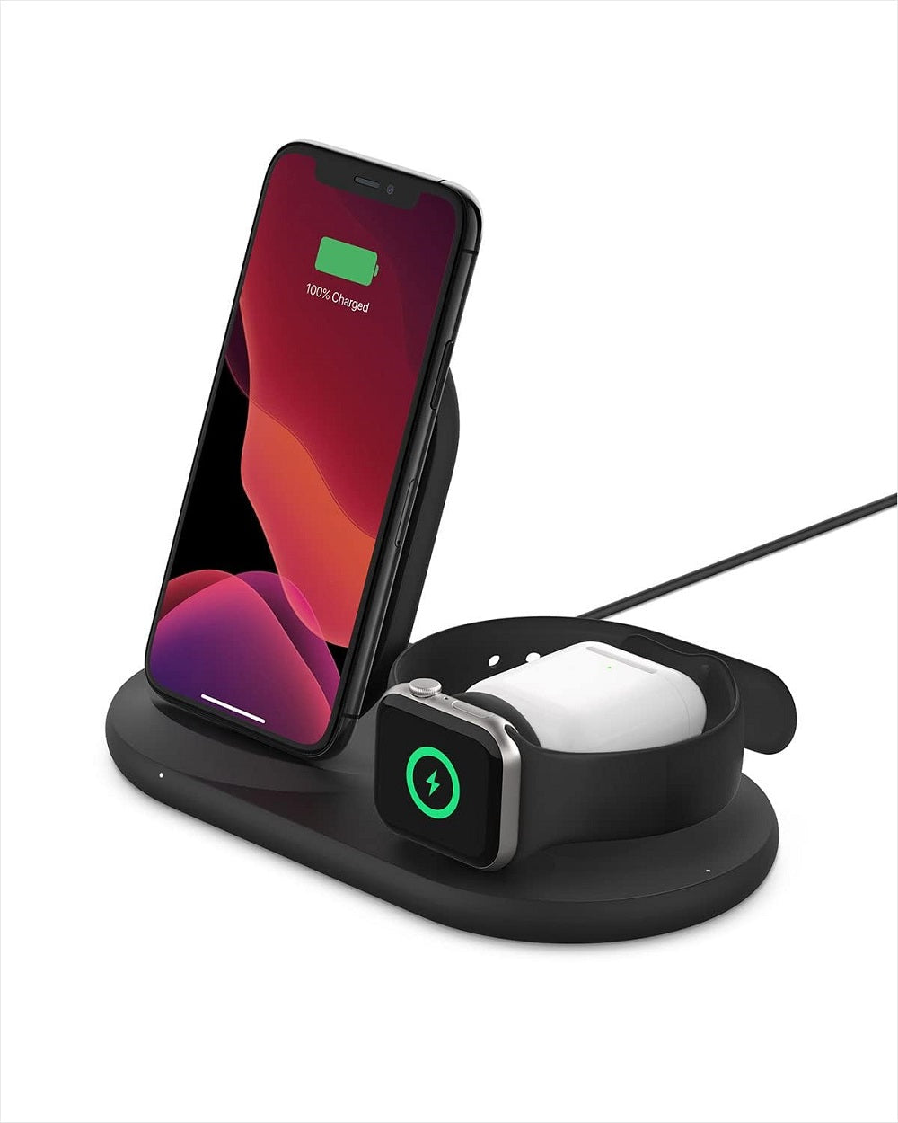Belkin 3-in-1 Wireless Charging Stand for Apple iPhone, Watch & AirPods - Black (New)