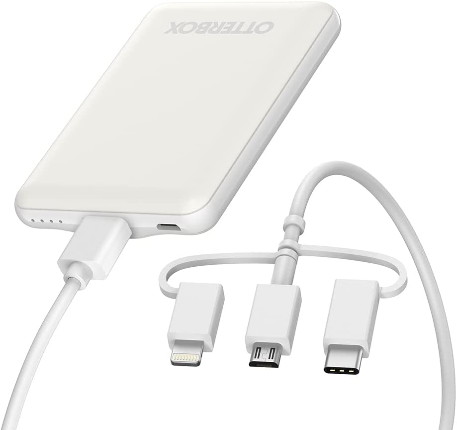 OtterBox Portable Charging Kit 5000 mAh w/3in-1 Cable - White (New)