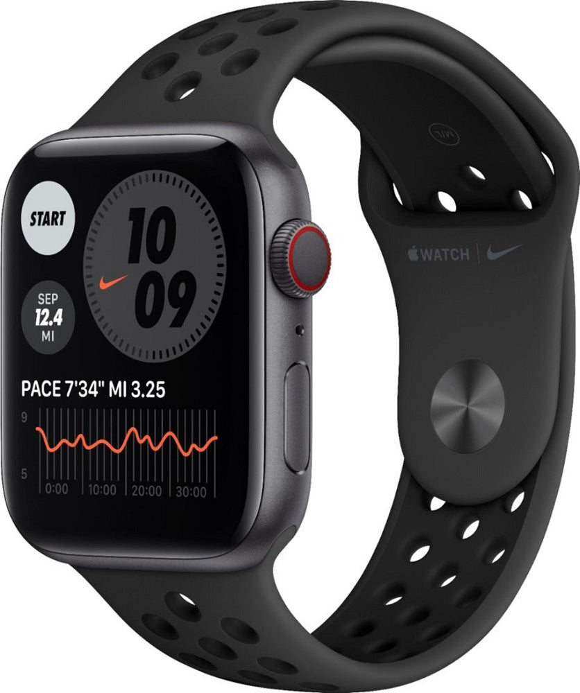 Apple Watch Nike+ Series 6 (GPS + LTE) 44mm Space Gray Aluminum Case &amp; Black Sport Band (New)