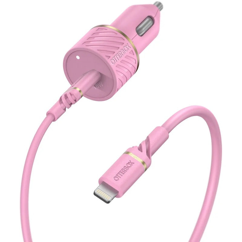 OtterBox Lightning to USB-C Fast Charge Car Charging Kit 18W - Orchid Pink (New)