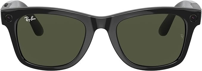RAY-BAN STORIES WAYFARER Bluetooth Smart Glasses - Shiny Black/Green (New)