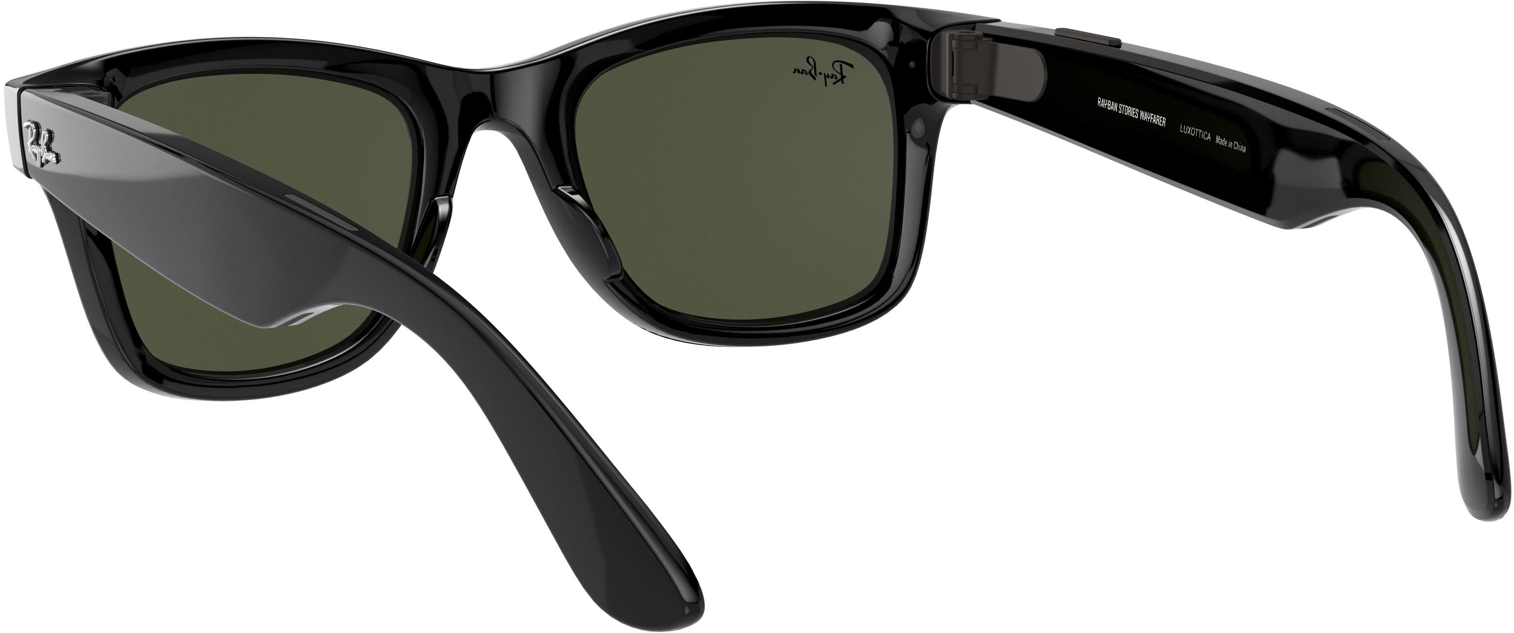 RAY-BAN STORIES WAYFARER Bluetooth Smart Glasses - Shiny Black/Green (New)