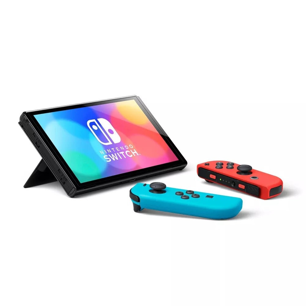 Nintendo Switch OLED Model w/ Neon Red & Neon Blue Joy-Con - Multi Black (Refurbished)