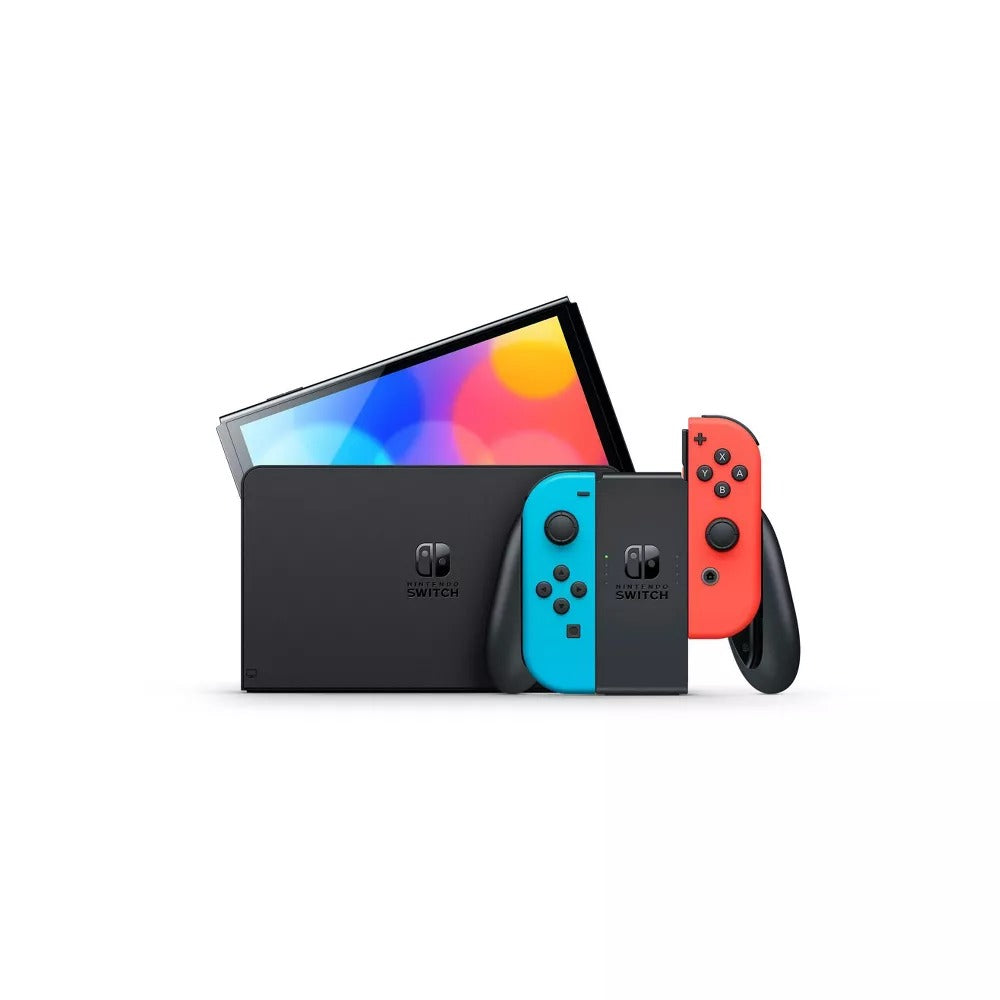 Nintendo Switch OLED Model w/ Neon Red & Neon Blue Joy-Con - Multi Black (Refurbished)