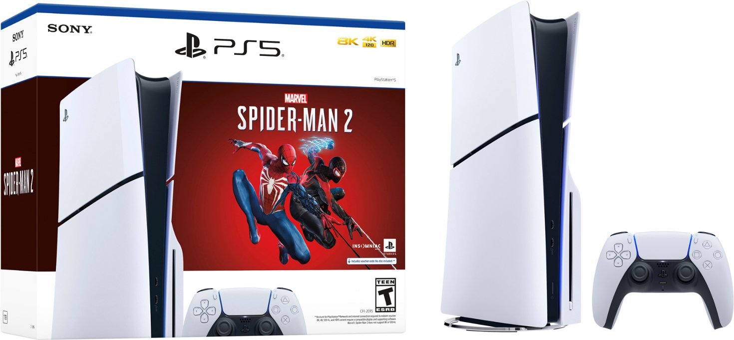 Sony PlayStation 5 Slim Console Marvel’s Spider-Man 2 Bundle - White (New)