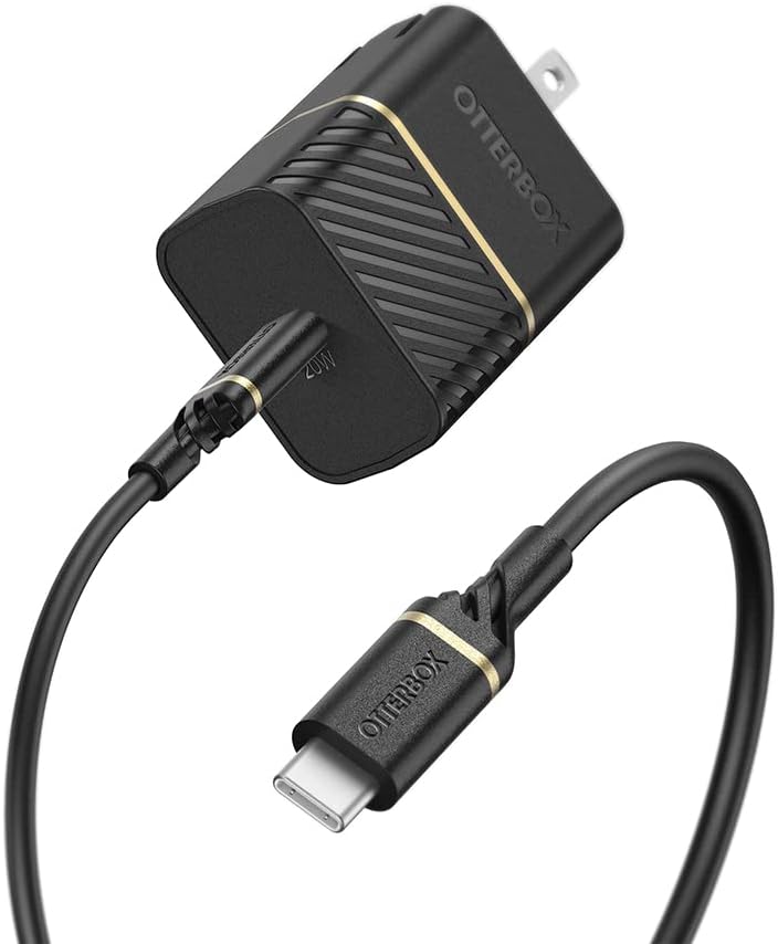 OtterBox Wall Charger USB-C, 20W + OtterBox USB C-C 1M Cable - Black Shimmer (New)
