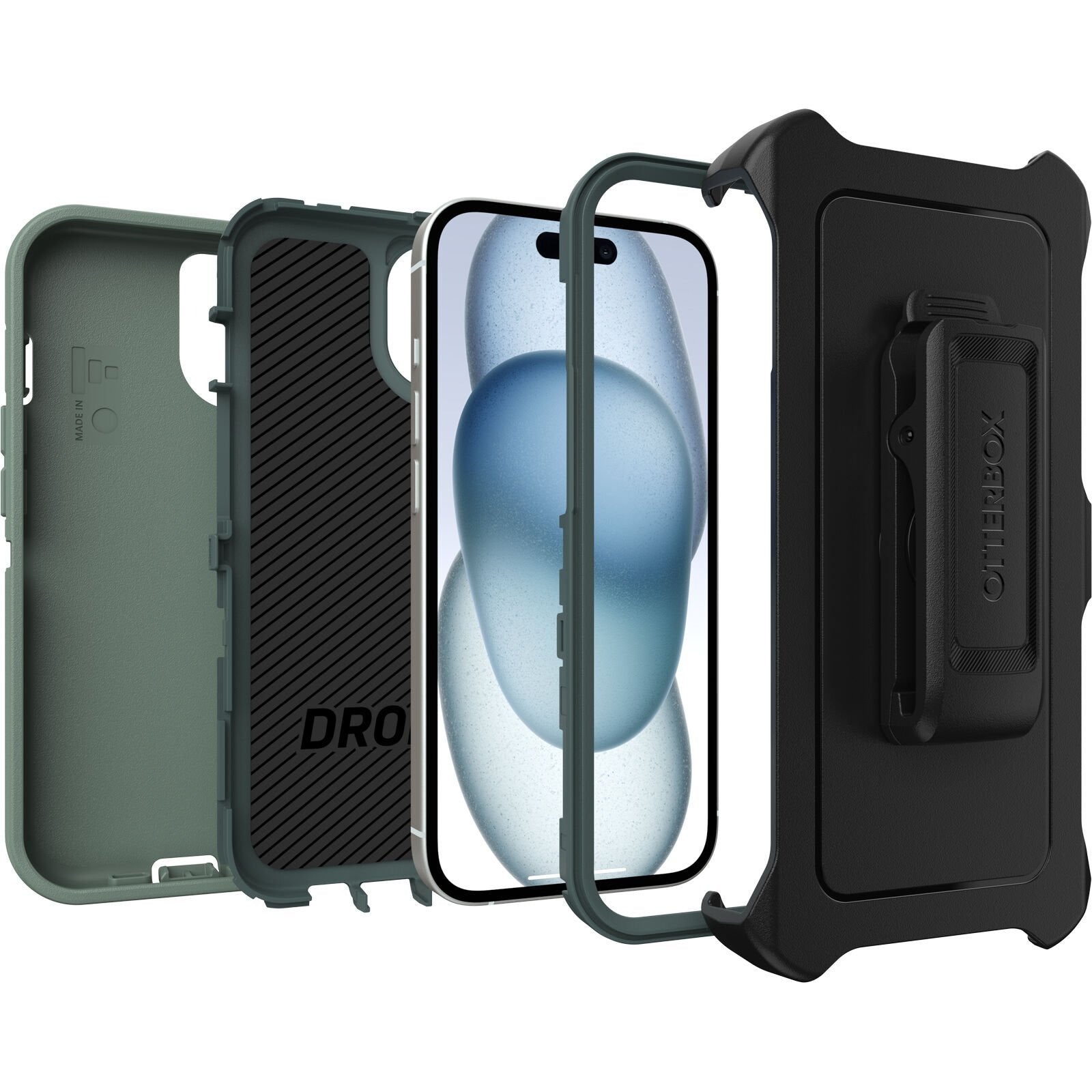 OtterBox DEFENDER SERIES Case for iPhone 15, 14, & 13 - Forest Ranger (Green) (New)