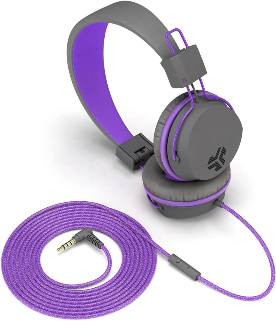 JLab JBuddies Studio Wireless On-Ear Headphones with Microphone - Gray/Purple