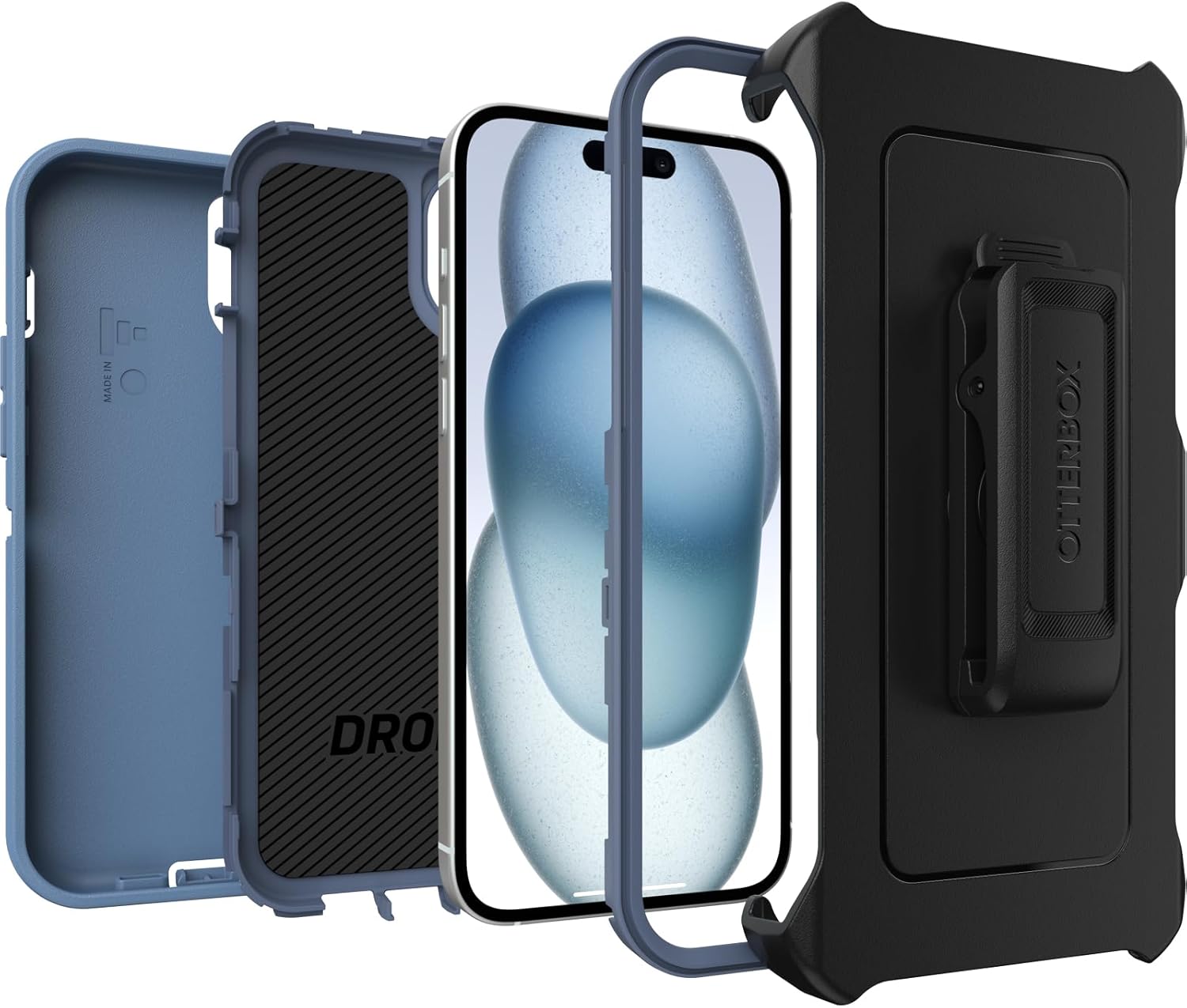 OtterBox DEFENDER SERIES Case for Apple iPhone 15 Plus - Baby Blue Jeans (Blue) (New)