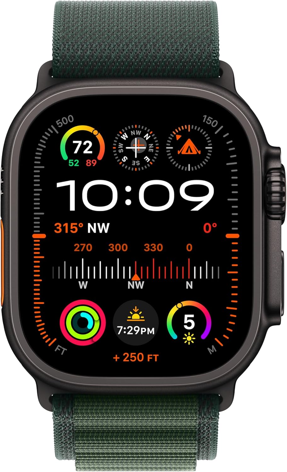 Apple Watch Ultra 2 (GPS + LTE) 49MM  Black Titanium Case Dark Green Alpine Loop (Certified Refurbished)