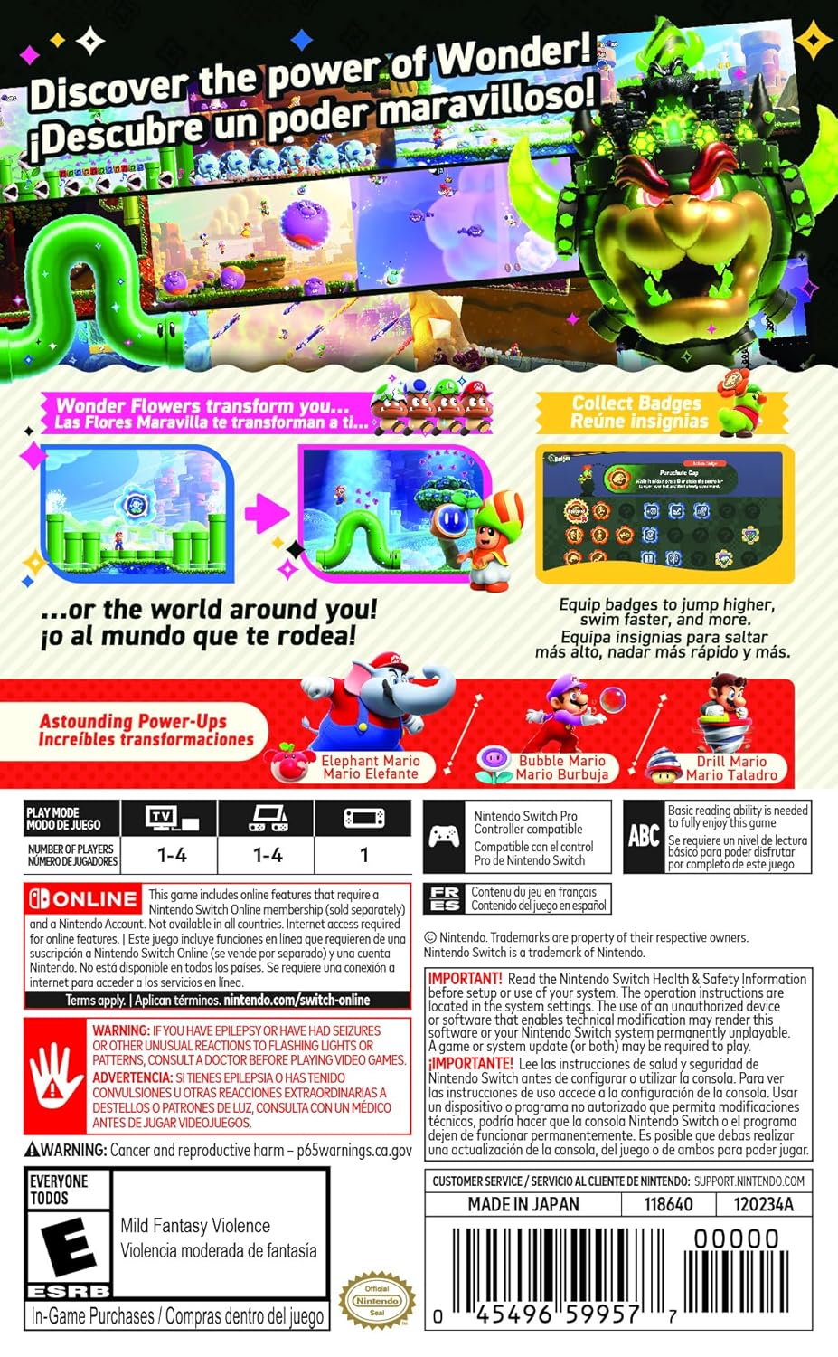 Super Mario Bros. Wonder Game - Nintendo Switch (New)