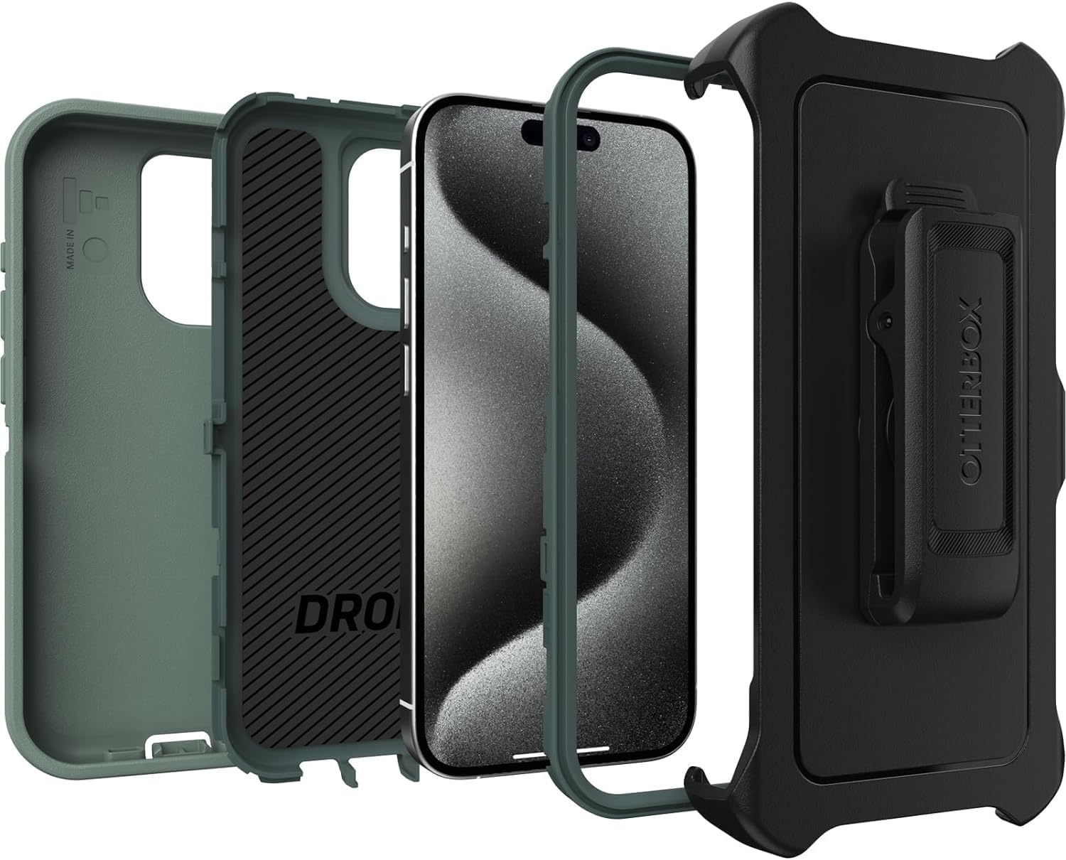 OtterBox DEFENDER SERIES Case for iPhone 15 Pro - Forest Ranger (Green) (Certified Refurbished)