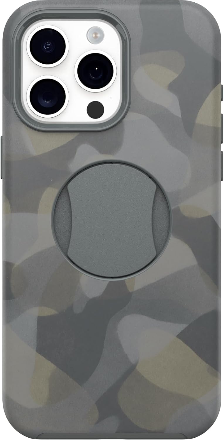 OtterBox OtterGrip SYMMETRY SERIES Case for iPhone 15 Pro - Iron Camo (Grey) (Certified Refurbished)