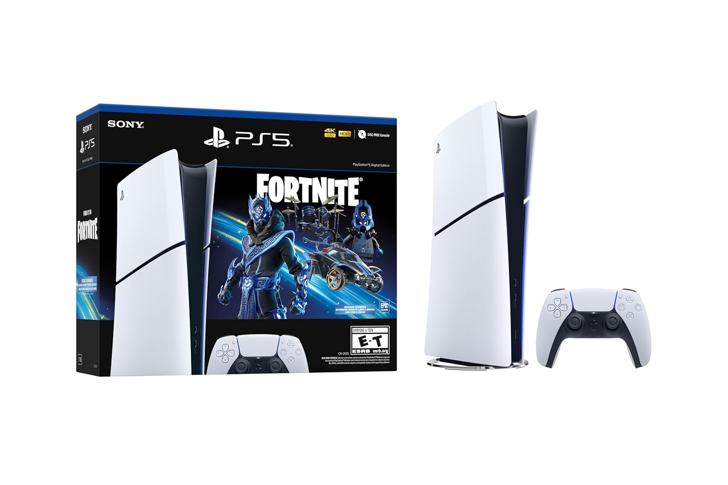 Sony PlayStation 5 Slim Console - Fortnite Cobalt Star Bundle - 1TB - White (Renewed)