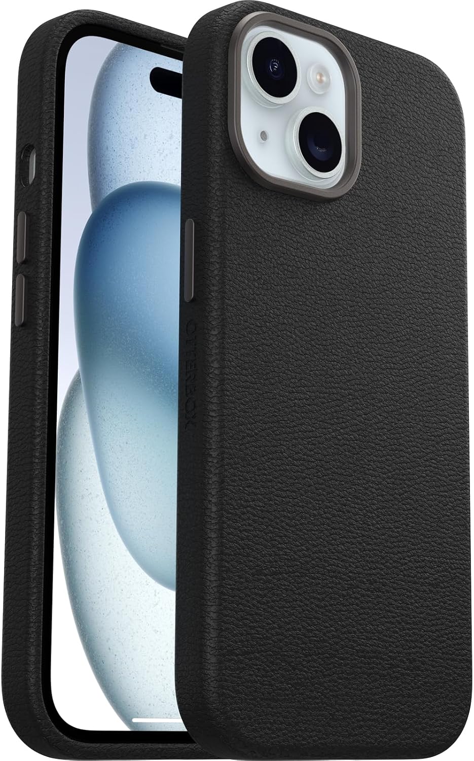 OtterBox SYMMETRY SERIES Cactus Leather Case for iPhone 15 - Noir Ash (Black) (New)
