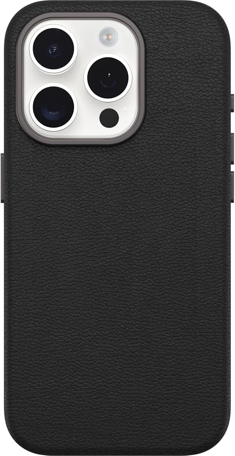 OtterBox SYMMETRY SERIES Cactus Leather Case for iPhone 15 Pro - Noir Ash (Black) (New)