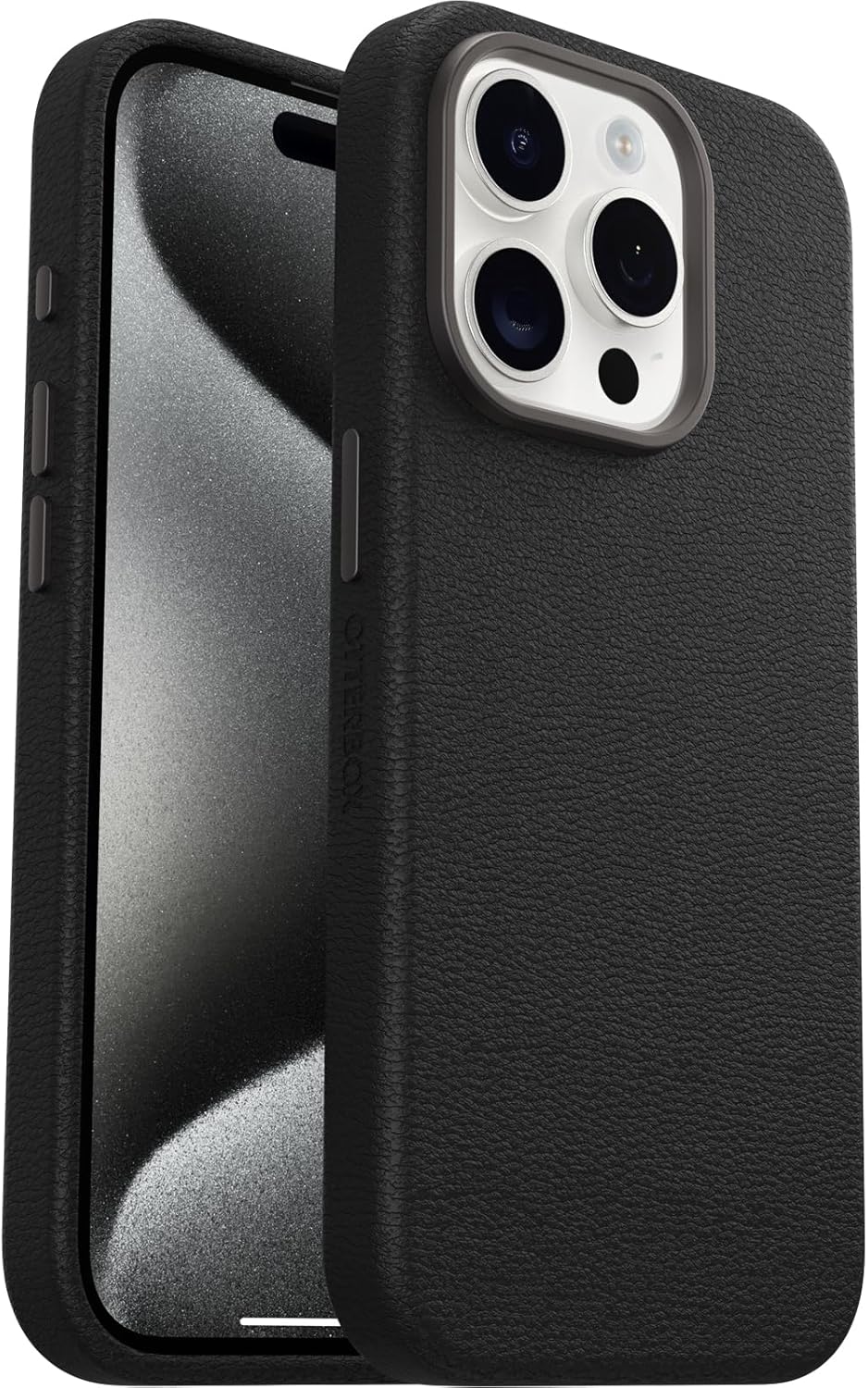 OtterBox SYMMETRY SERIES Cactus Leather Case for iPhone 15 Pro Max - Noir Ash (Black) (New)