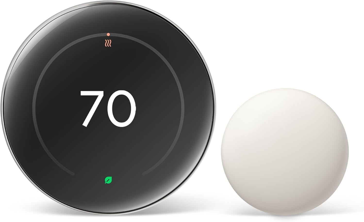 Google Nest Thermostat (4th Gen) + Temp Sensor (2nd Gen) - Polished Silver (Certified Refurbished)
