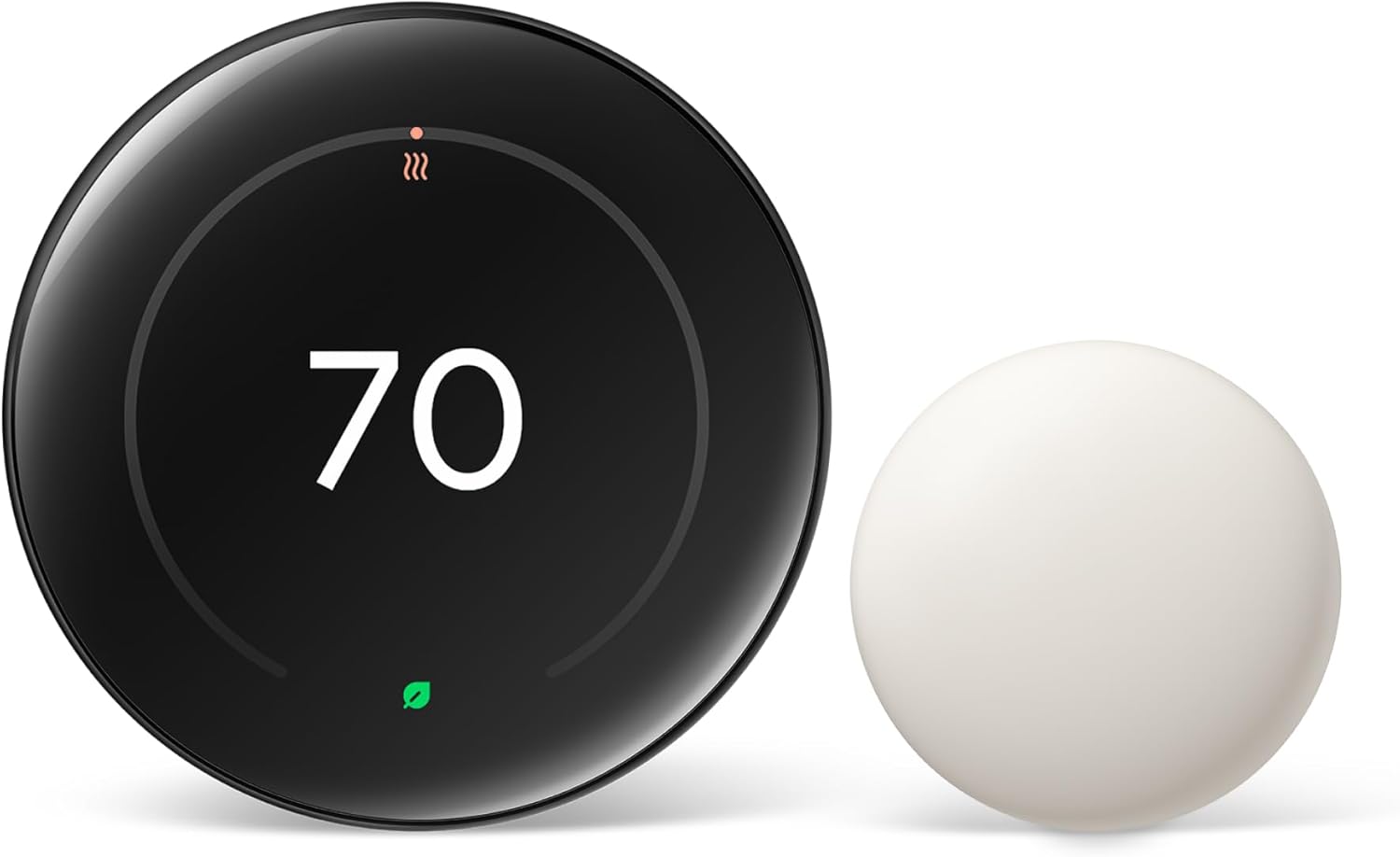 Google Nest Thermostat (4th Gen) + Temp Sensor (2nd Gen) - Polished Obsidian (Renewed)