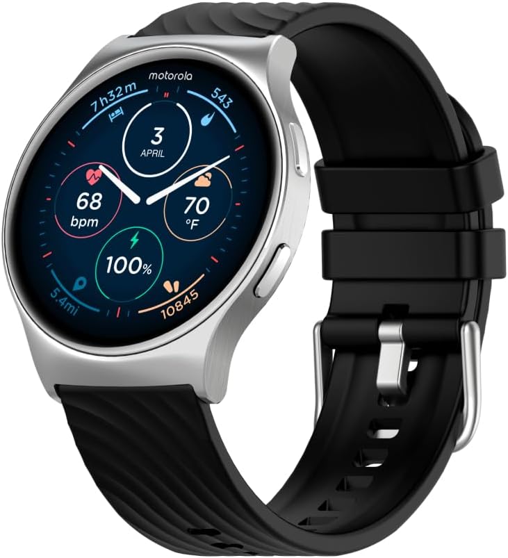 Motorola Moto Watch 120 - Premium Bluetooth AMOLED Display Smartwatch - Silver (New)