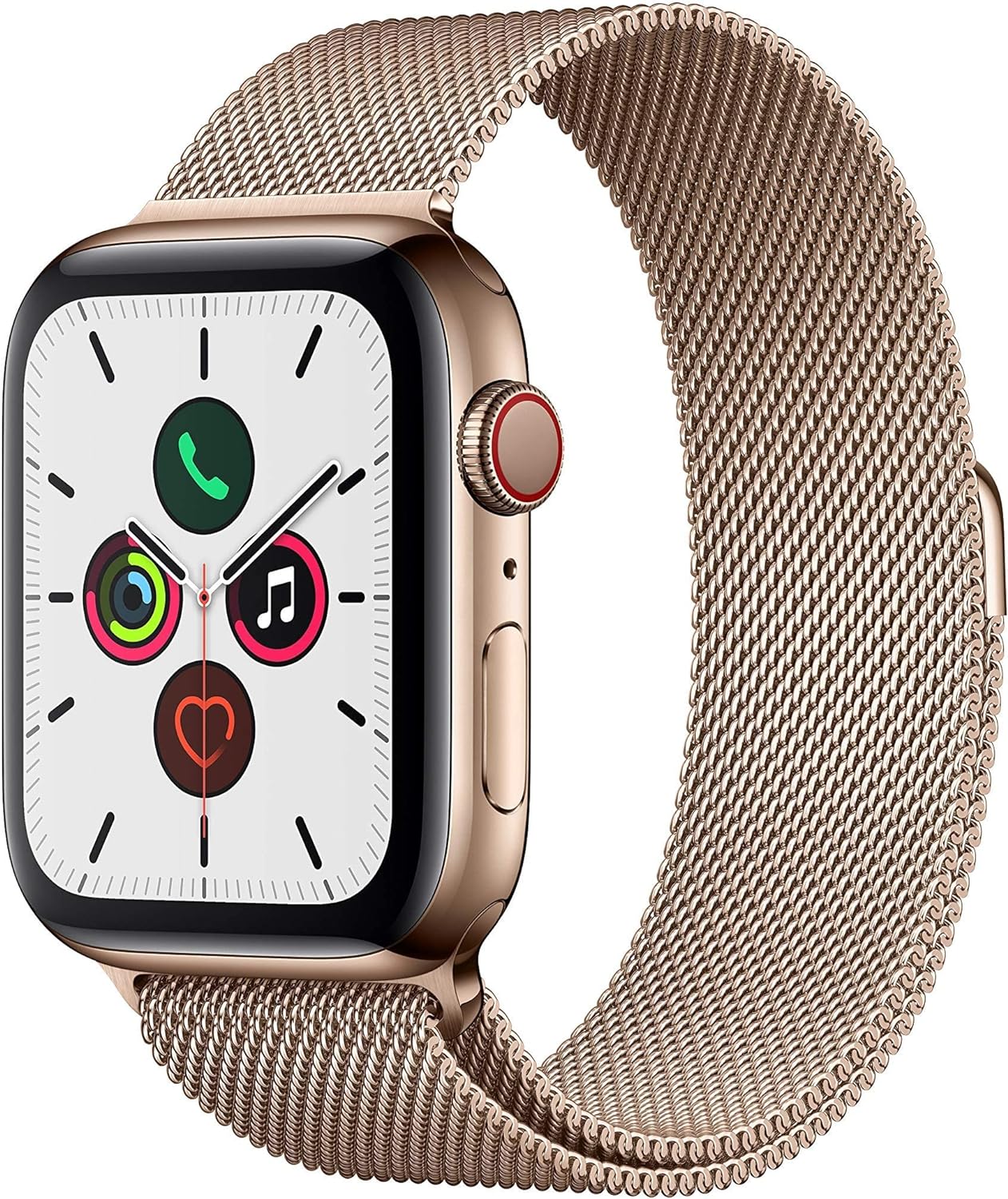 Apple Watch Series 5 (GPS+LTE) 44MM Gold Stainless Steel Case Gold Milanese Loop (Renewed)