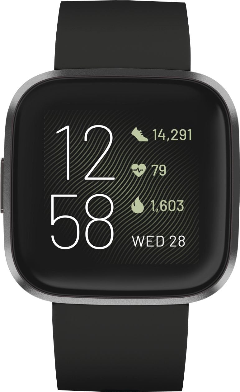 Fitbit Versa 2 Smart Watch with Heart Rate Monitor - Black/Carbon Aluminum (Pre-Owned)