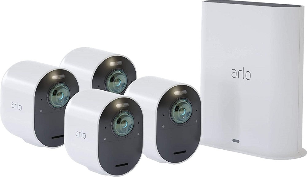 Arlo Ultra 4-Camera Indoor/Outdoor Wire-Free 4K HDR Security Camera System White (Pre-Owned)