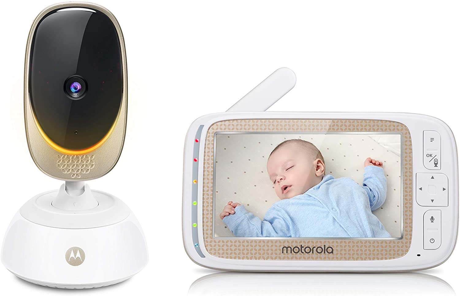 Motorola Baby COMFORT85 Connect Video Baby Monitor with 5&quot; HD Display-White/Gold (Pre-Owned)
