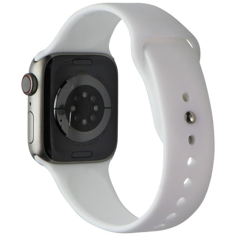 Apple Watch Series 7 (GPS + Cellular) 41mm - Titanium Case & White Sports Band (Pre-Owned)