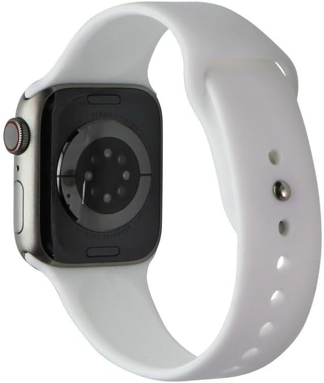 Apple Watch Series 7 (GPS + LTE) 45MM Silver Titanium Case White Sport Band (Pre-Owned)