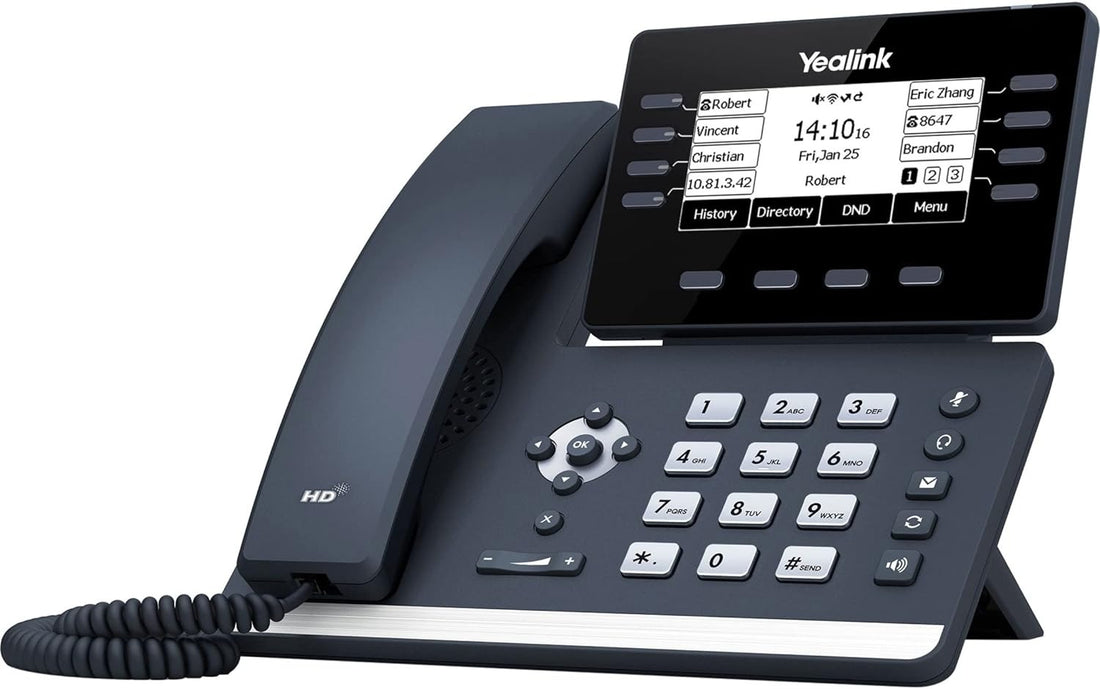 Yealink T53W IP Phone, 12 VoIP Accounts. 3.7-Inch Display w/o Adapter - Black (Pre-Owned)