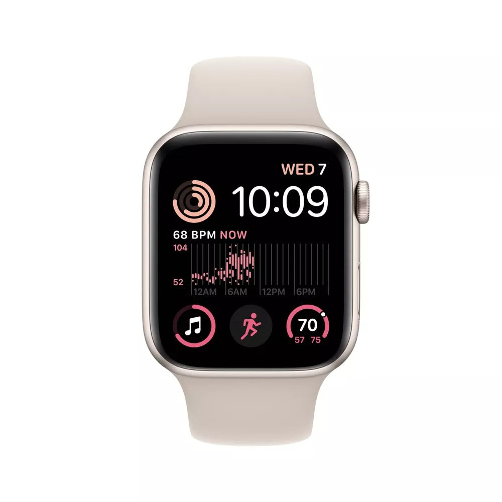 Apple Watch SE 2nd Gen (GPS + LTE) 44mm Silver Aluminum Case &amp; Starlight Sport Band (Certified Refurbished)
