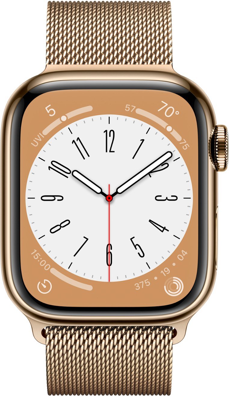 Apple Watch Series 8 (GPS + LTE) 41MM Gold Stainless Steel Case & Milanese Loop (Renewed)